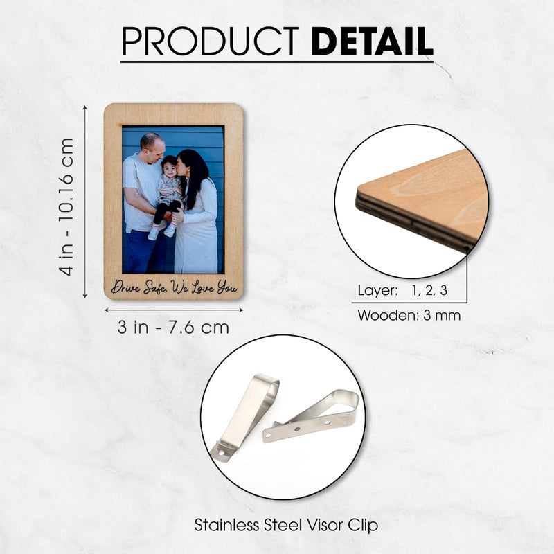 Drive Safe I Love You Car Visor Clip - Drive Safe Photo Car Visor Clips لزوج الأب والأم - هدية عيد الأب 2025 - حامل صور بولارويد للسيارات - مشبك صور لأقنعة الشمس للسيارات - هدايا جديدة للسائق - Image 3